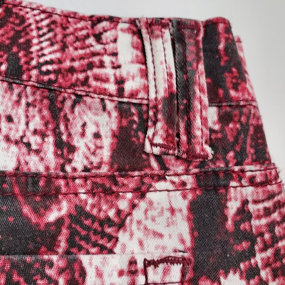 Women's Snakeskin Print Skinny Jeans Reptile Print Burgundy Merlot Pockets sz 30 - Picture 7 of 13